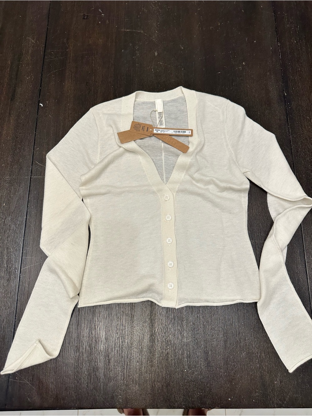 SKIMS Light Cream Button-Down Ribbed Cardigan